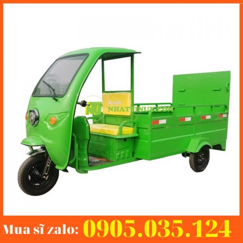 Xe điện chở rác giá rẻ có 04 thùng phẳng phía sau