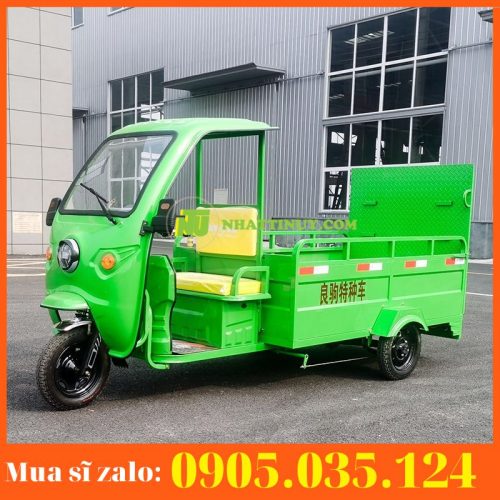 Xe điện chở rác giá rẻ có 04 thùng phẳng phía sau