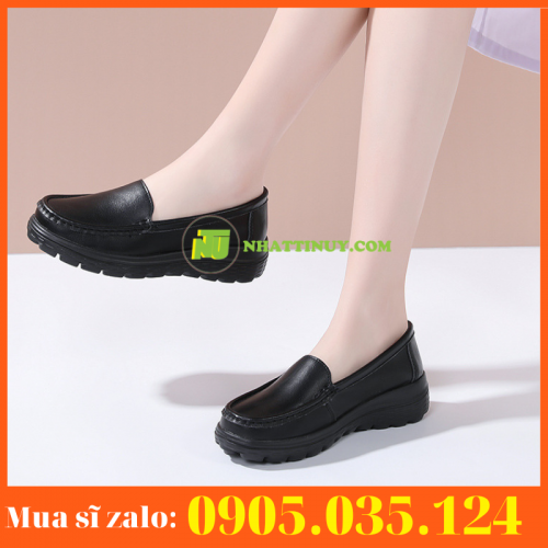 Giày y tá đế mềm màu đen thoáng khí không mỏi chân
