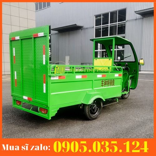 Xe điện chở rác giá rẻ có 04 thùng phẳng phía sau