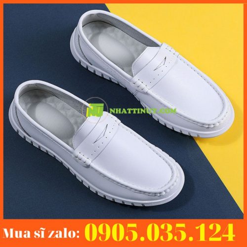 Giày y tá nam phẳng trắng thoáng khí