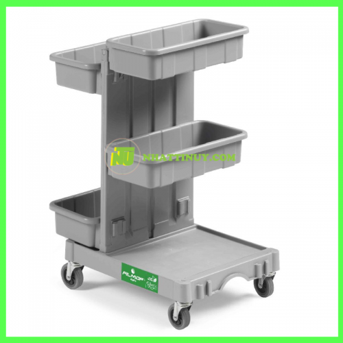 Xe đẩy nhựa ALPHA 0101003 nhập khẩu từ Ý, lý tưởng cho việc vận chuyển các thiết bị và sản phẩm làm sạch