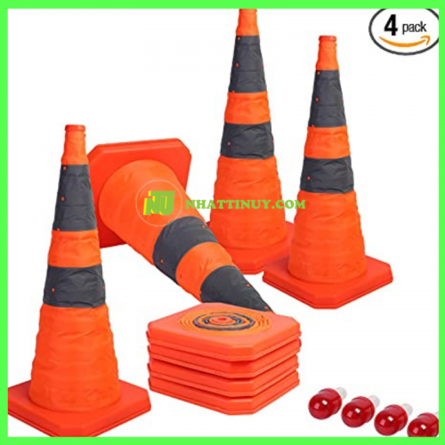 Nón giao thông có thể gập lại 28 inch với đèn LED Nón an toàn phản quang bật lên đa năng