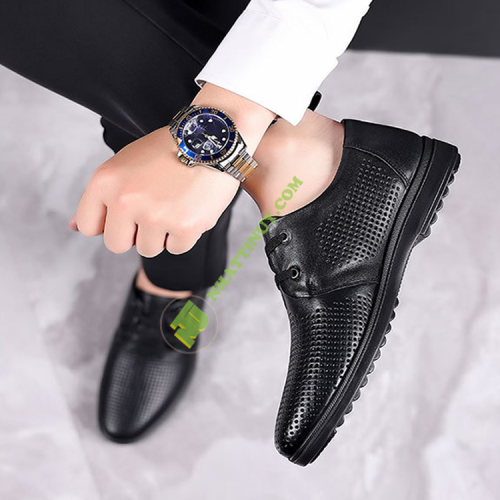 Giày da bò lỗ thoáng khí dành cho nam mùa hè, phong cách mới